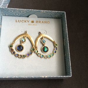Trendy Lucky Brand multi colored dangle earrings.